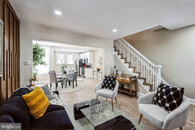 living room featuring light hardwood / wood-style floors