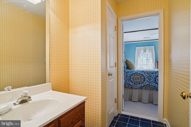 bathroom featuring vanity and tile patterned floors