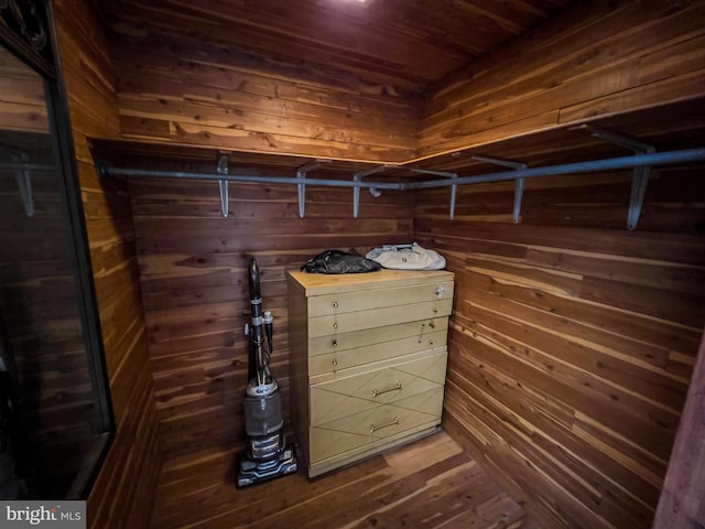 walk in closet featuring hardwood / wood-style flooring