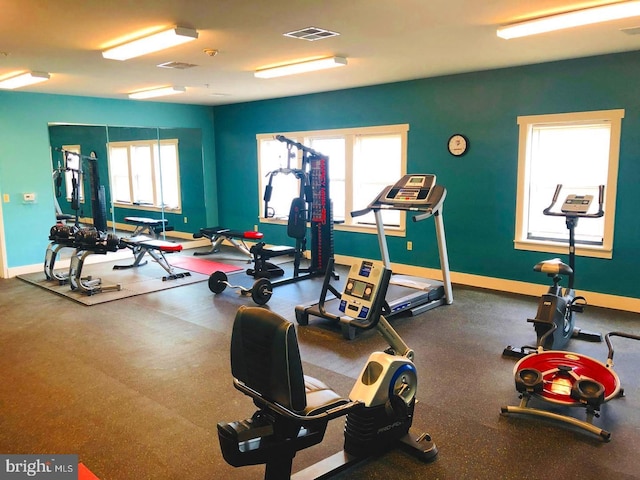 exercise room featuring plenty of natural light