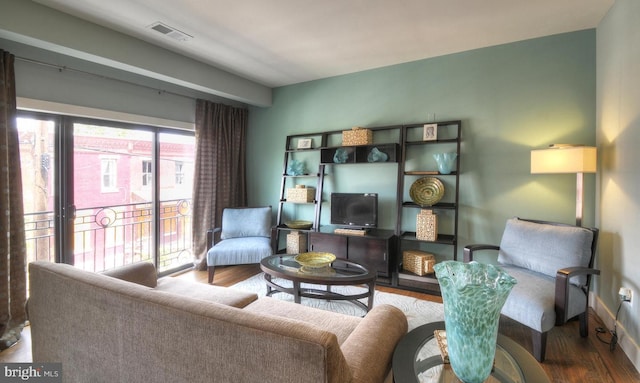 living room featuring hardwood / wood-style floors