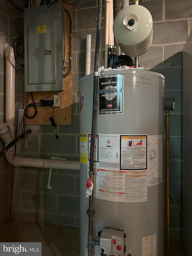 utilities with water heater and electric panel