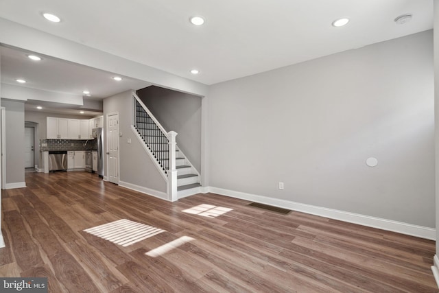 unfurnished living room with wood-type flooring