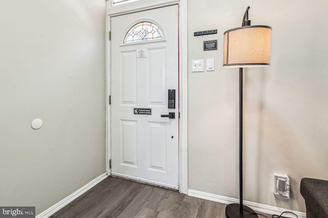 foyer with dark hardwood / wood-style flooring