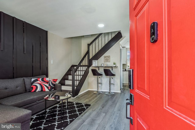 foyer with light hardwood / wood-style floors