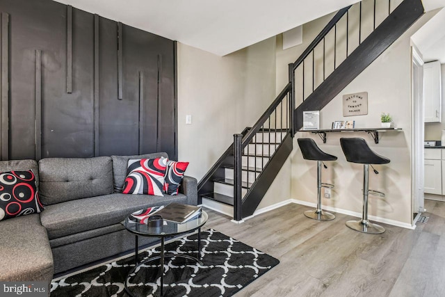 living room featuring light wood-type flooring