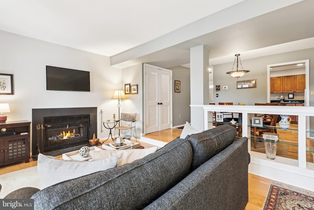 living room featuring light hardwood / wood-style flooring