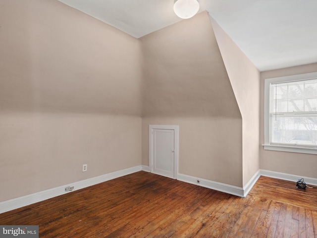 additional living space featuring hardwood / wood-style flooring