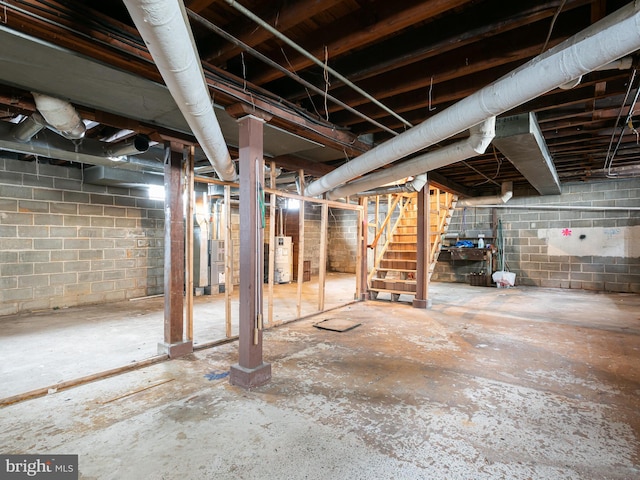 basement with gas water heater