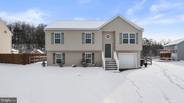 bi-level home with a garage