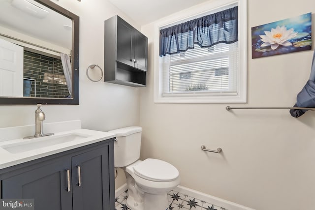 bathroom with toilet and vanity