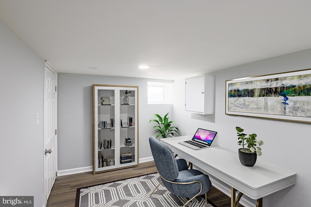 office featuring dark wood-type flooring