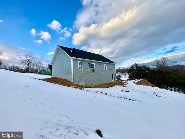 view of snow covered exterior