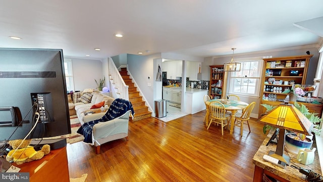 living room with wood-type flooring