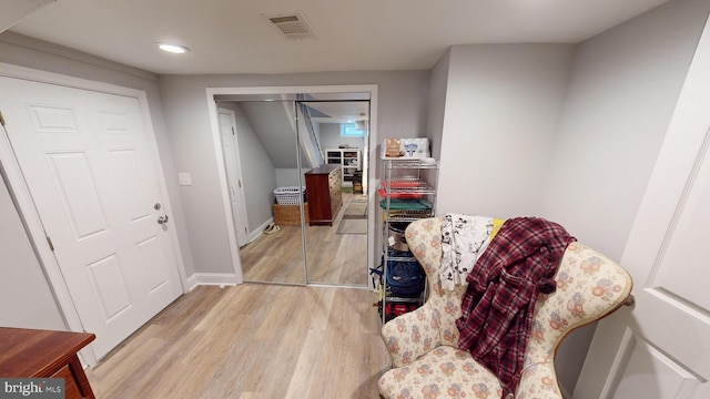 living area featuring light wood-type flooring