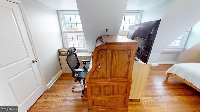 office area featuring hardwood / wood-style floors