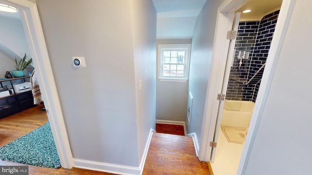 hall featuring hardwood / wood-style flooring