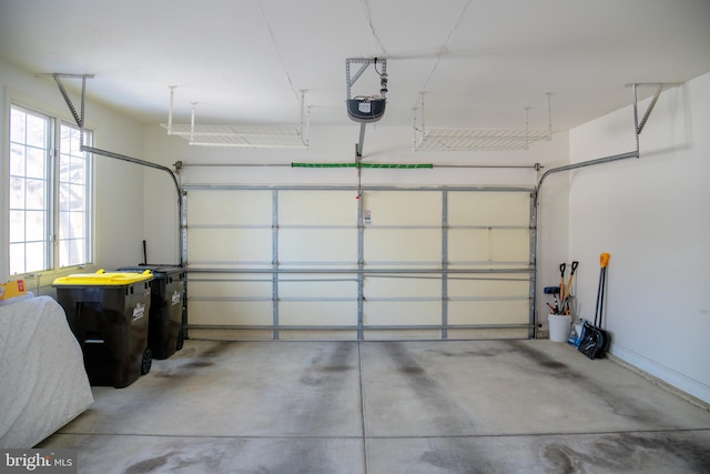 garage with a garage door opener