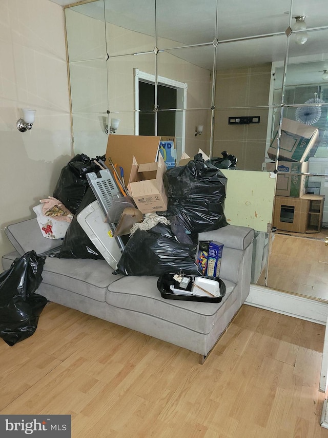 living room with hardwood / wood-style floors