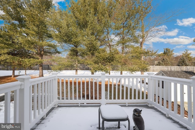 view of snow covered patio