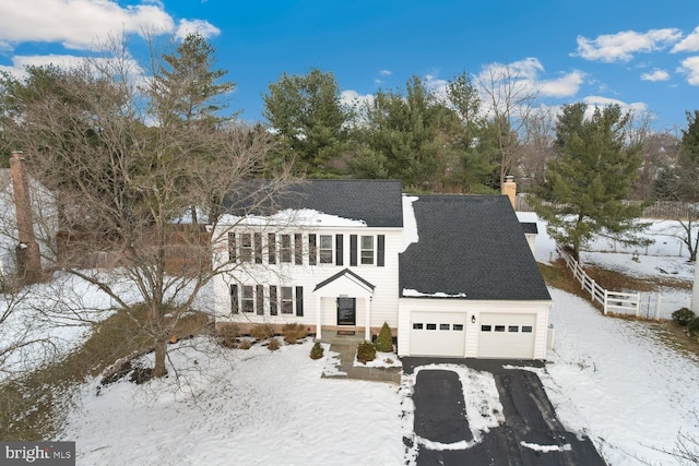 exterior space with a garage