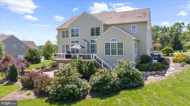 back of house featuring a lawn