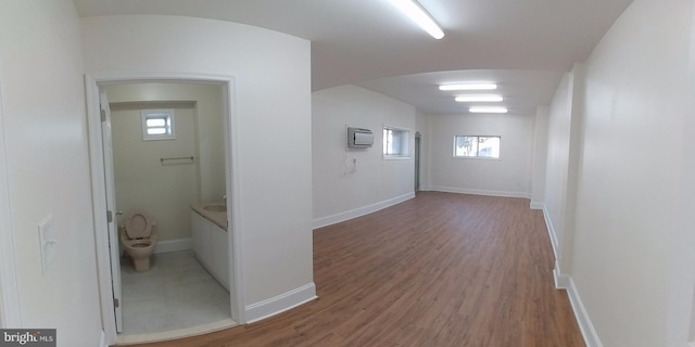 basement featuring hardwood / wood-style flooring