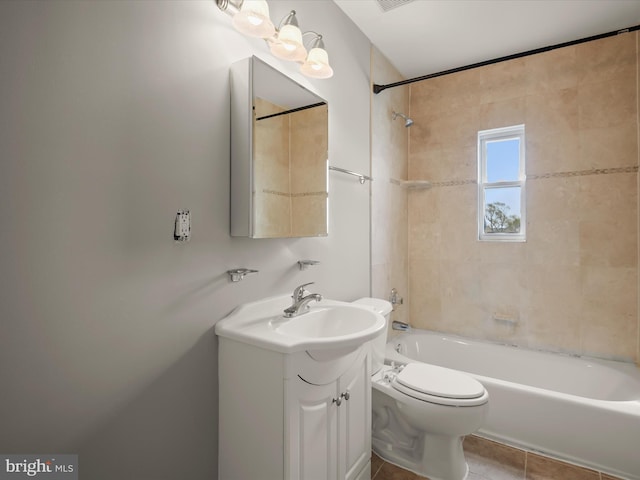 2615 4th St NE Unit 303, Washington, DC 20002 - bathroom with shower / tub combination, vanity, toilet, and tile patterned flooring