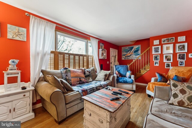 living room featuring light hardwood / wood-style floors