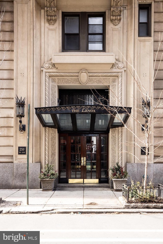 entrance to property with french doors