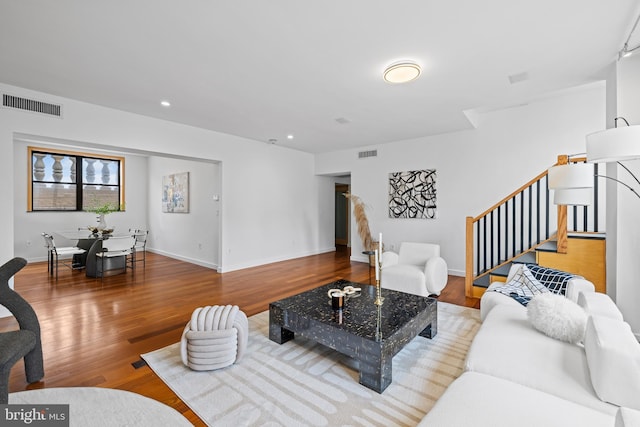 living room featuring hardwood / wood-style flooring