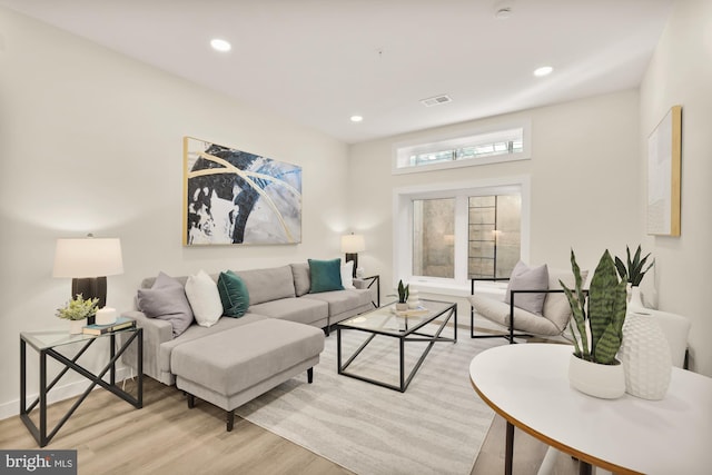 living room featuring light hardwood / wood-style floors