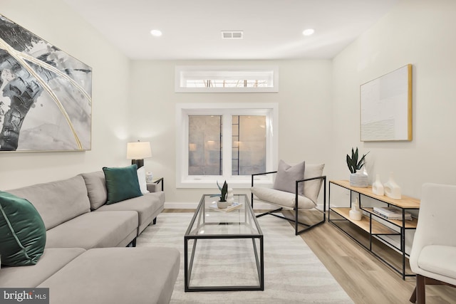 living room featuring light hardwood / wood-style flooring