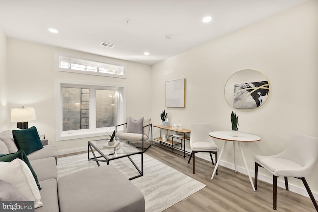 living room featuring light hardwood / wood-style floors