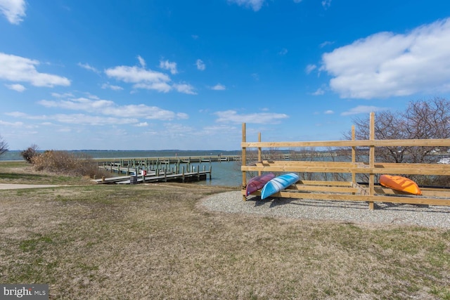 exterior space featuring a water view