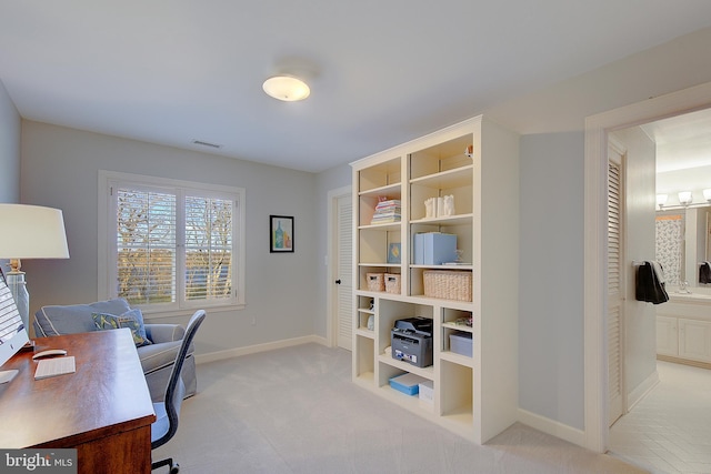 view of carpeted office