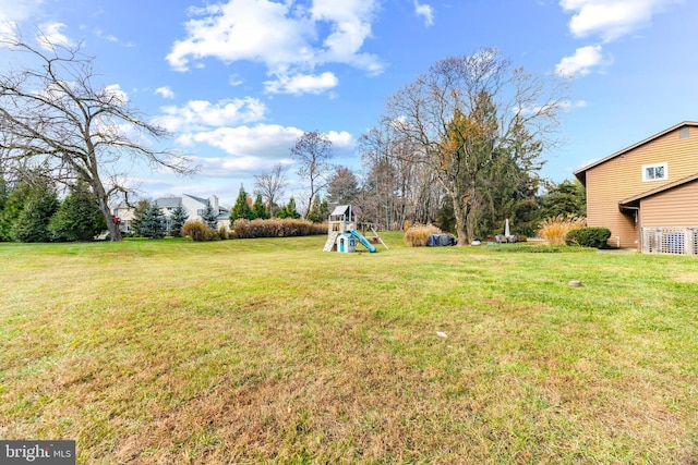 view of yard with a playground