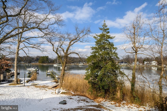 water view with a boat dock