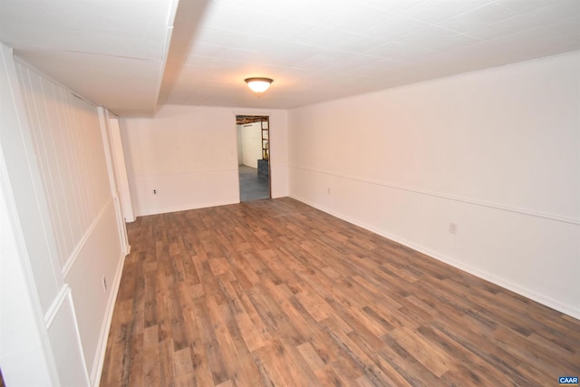 interior space with dark hardwood / wood-style floors