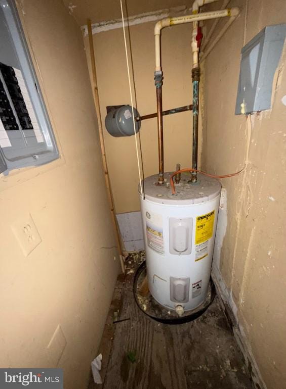 utilities featuring electric water heater and electric panel