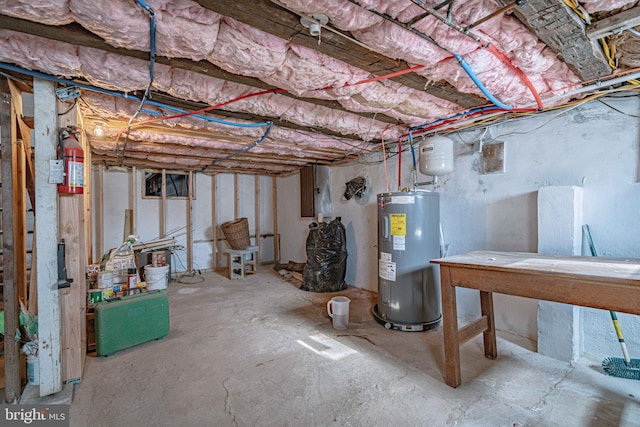 basement with electric water heater