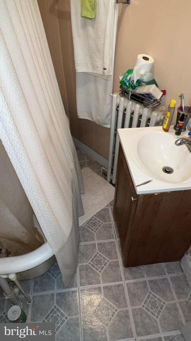 bathroom with sink and walk in shower