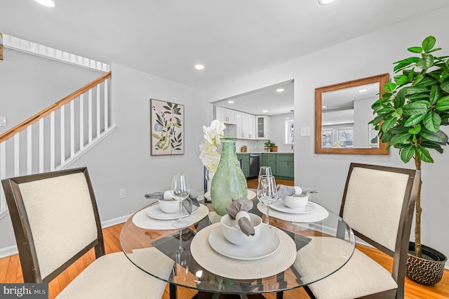 dining room featuring light hardwood / wood-style floors