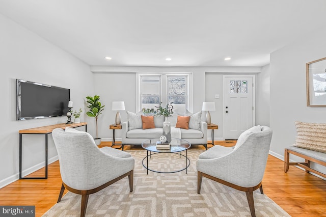 living room featuring light hardwood / wood-style floors