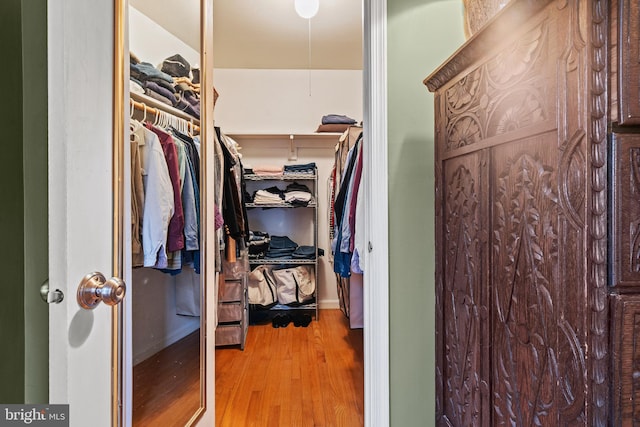 spacious closet with light wood-type flooring