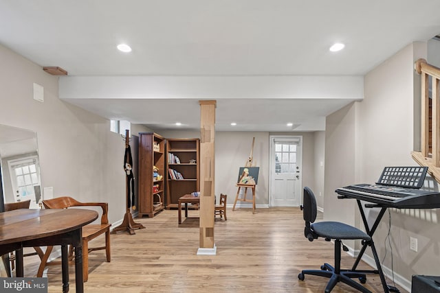 office featuring light wood-type flooring