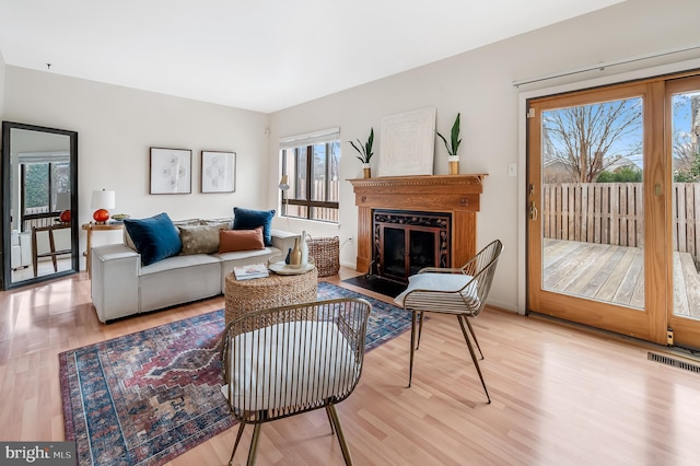 living room featuring light hardwood / wood-style floors