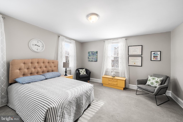 carpeted bedroom with multiple windows