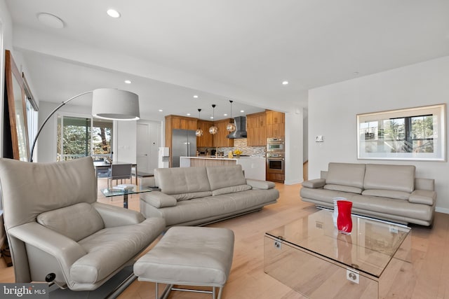 living room featuring light hardwood / wood-style flooring