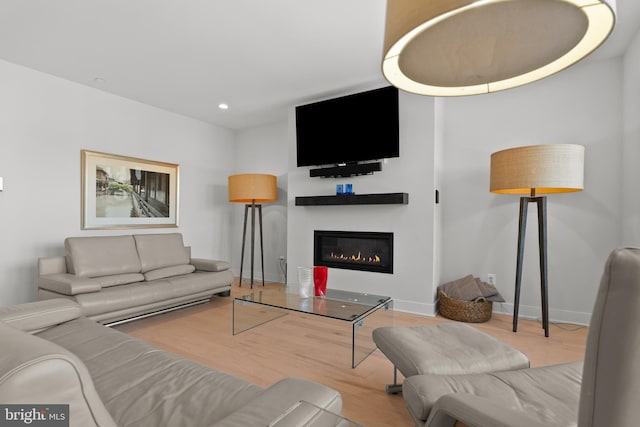 living room with light wood-type flooring